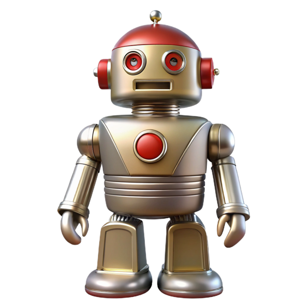 dramatic contemporary Retro Robot 3D Render authentic png