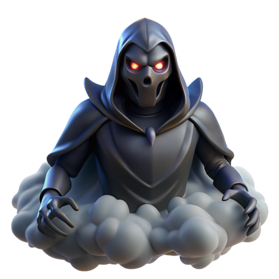 dramatic rustic Dark Hooded Figure 3D Render detailed png