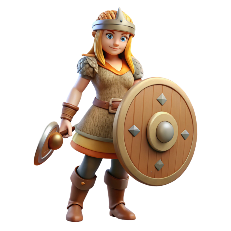 vibrant classic 3D Render Female Viking Warrior original png