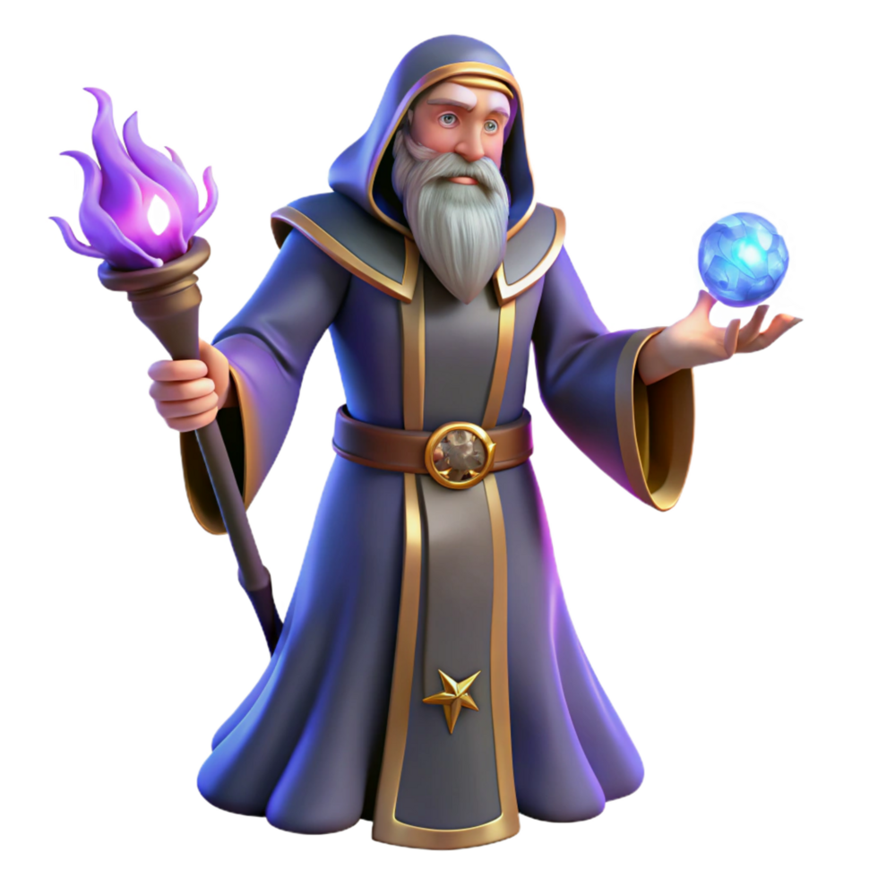 extraordinary modern Wise Wizard 3D Render 4K png