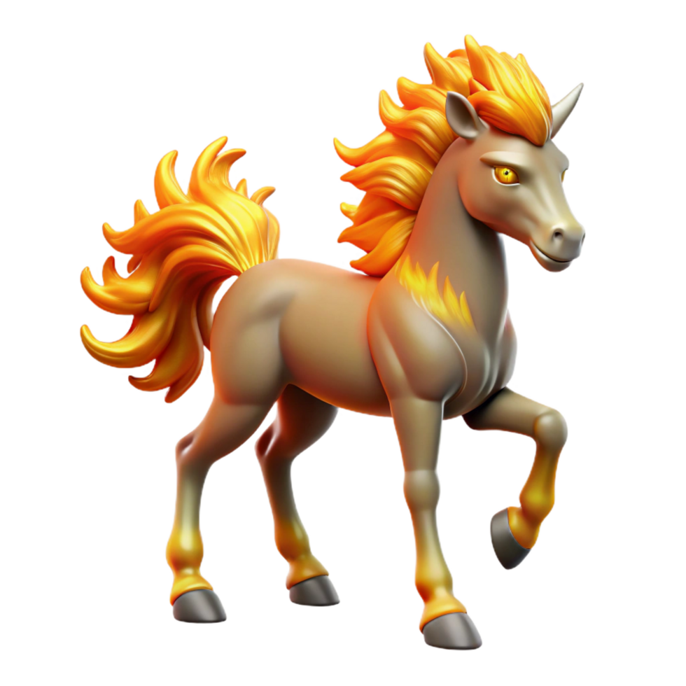 wonderful modern Fiery Unicorn 3D Render authentic png