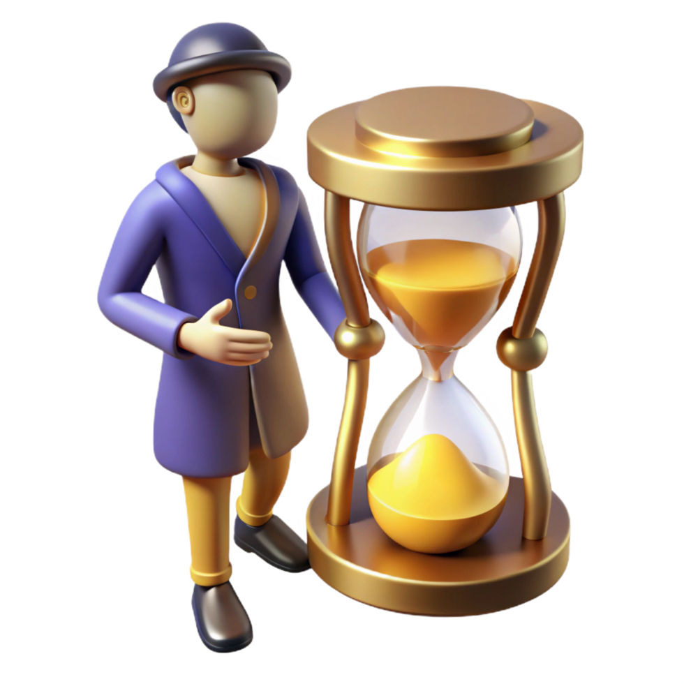 elegant traditional 3D Illustration Time Management Concept high resolution png