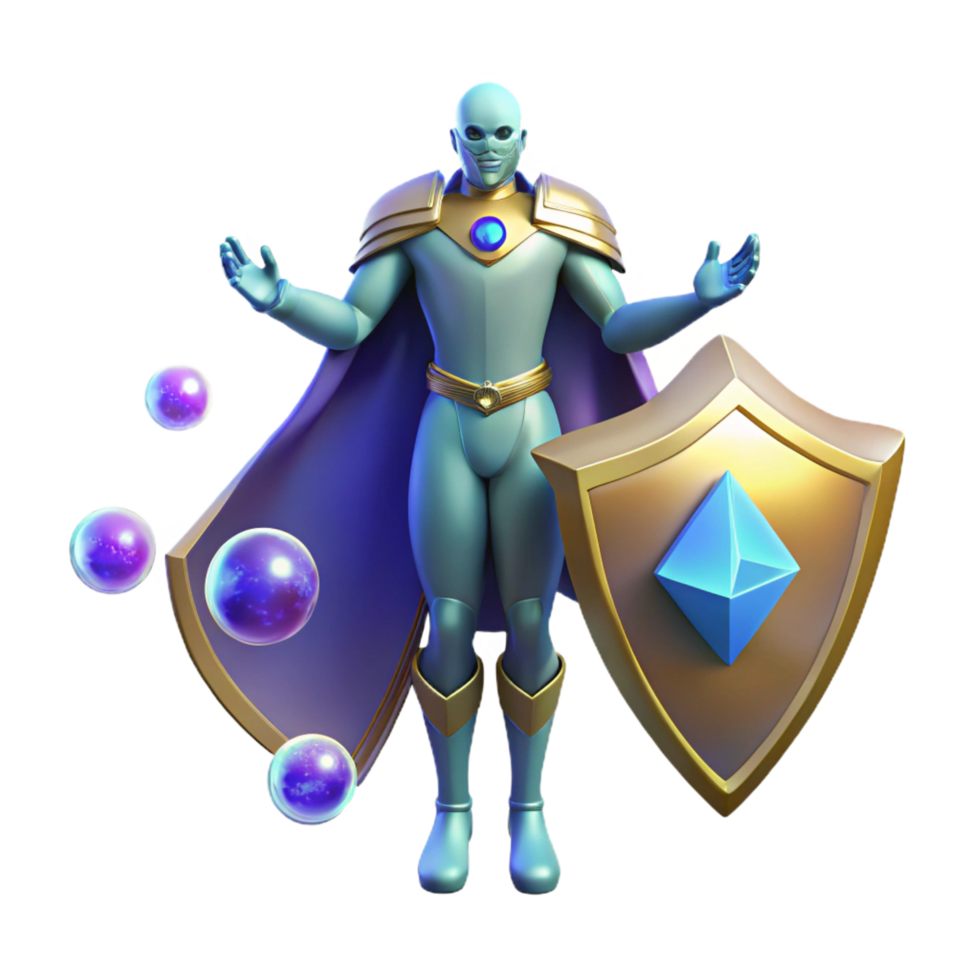 beautiful abstract 3D Render Mystic Protector with Shield 4K png