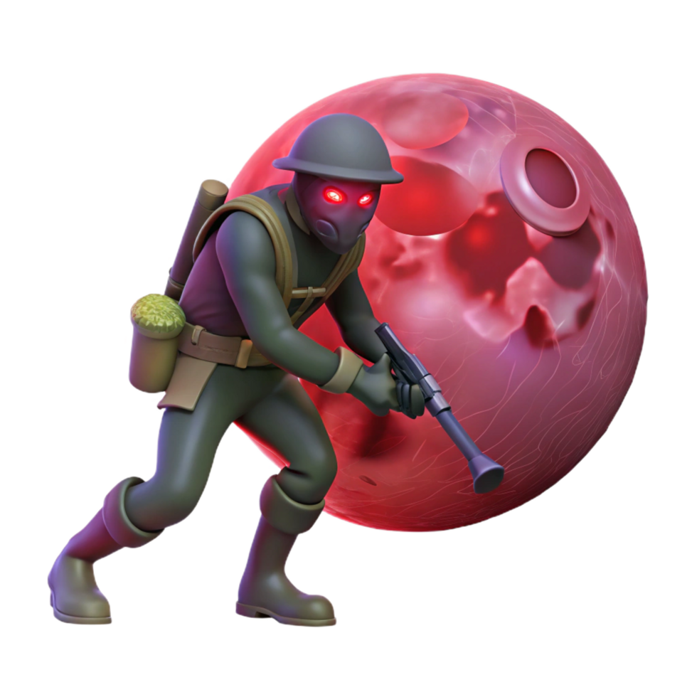 elegant vintage 3D Render Soldier Planet original png