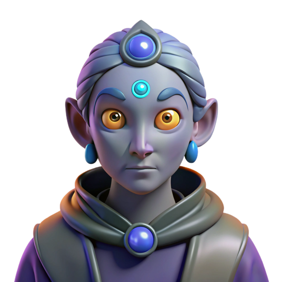 dramatic vintage 3D Render Mystic Elf Character high quality png