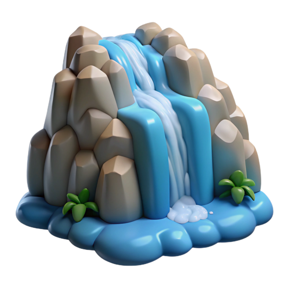 stunning creative Cartoon Waterfall 3D Model original png