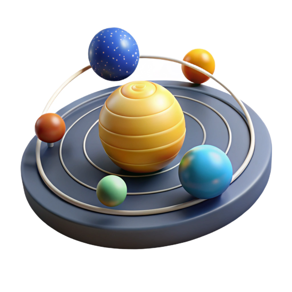 vibrant rustic 3D Solar System Illustration high resolution png
