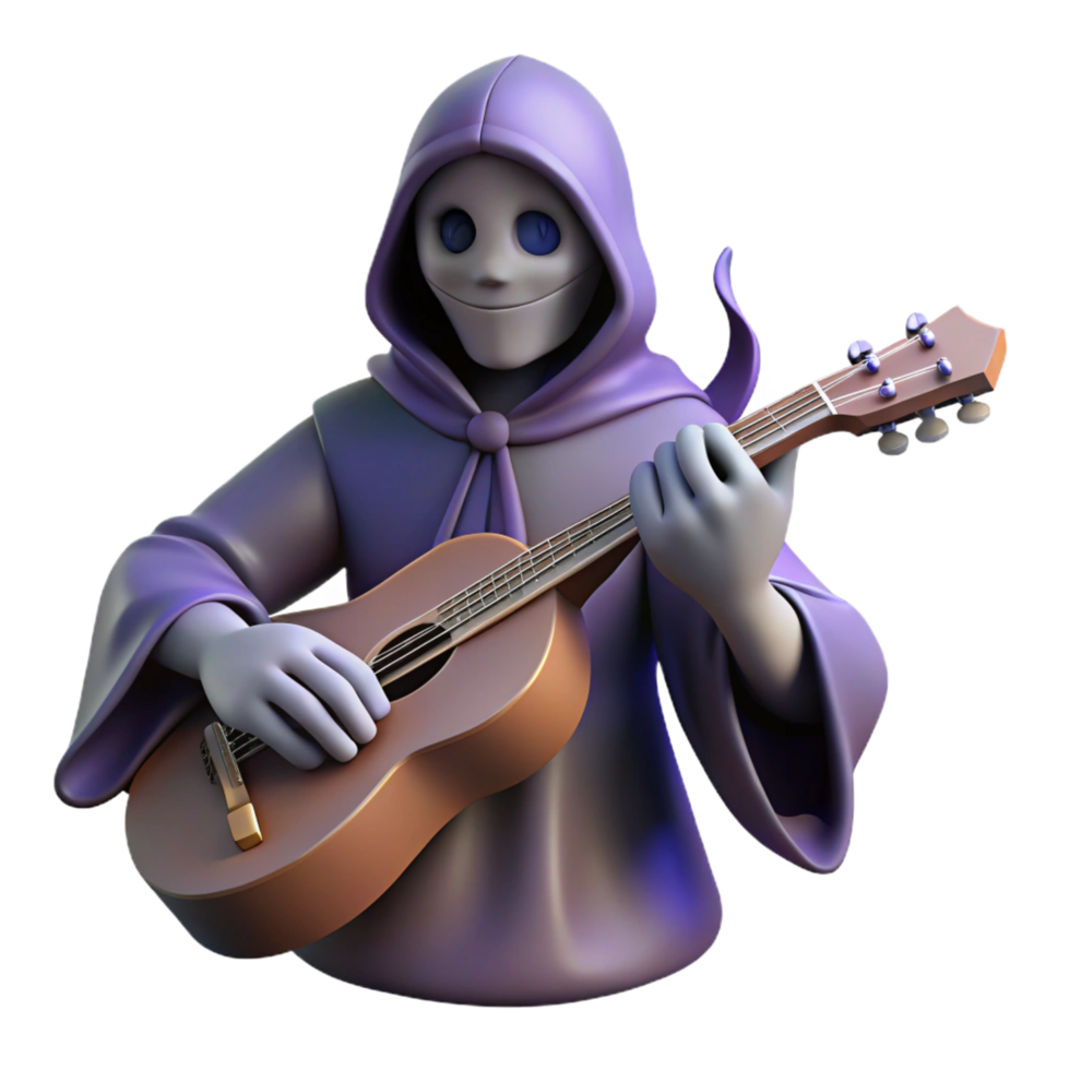 elegant abstract 3D Render Ghost Musician Playing Guitar professional png