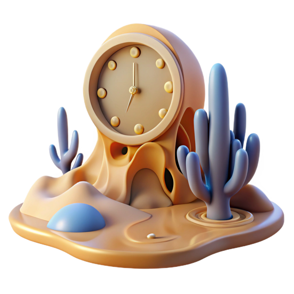 magnificent artistic Desert Clock 3D Render high resolution png