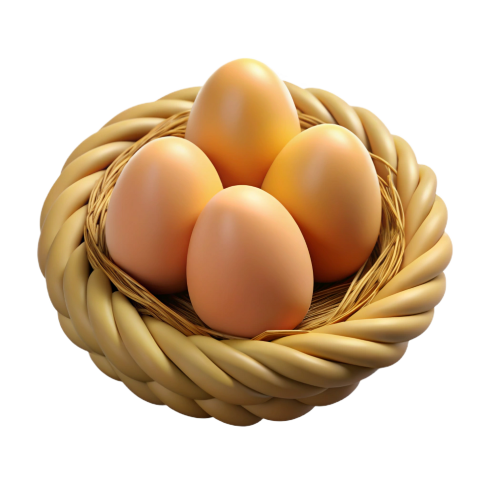 wonderful artistic 3D Render of Eggs in a Nest high quality png