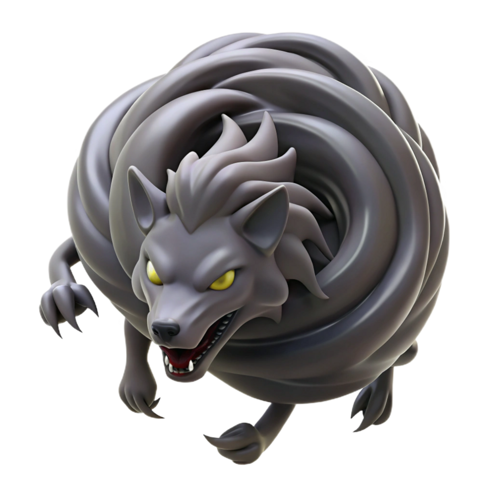 serene rustic 3D Render of a snarling Wolf exclusive png