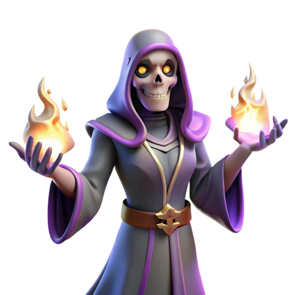 dramatic rustic 3D Render Undead Sorceress with Flames detailed png