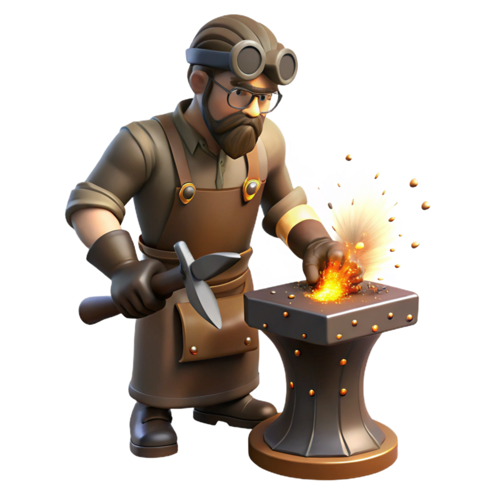 serene artistic Blacksmith 3D Illustration professional png