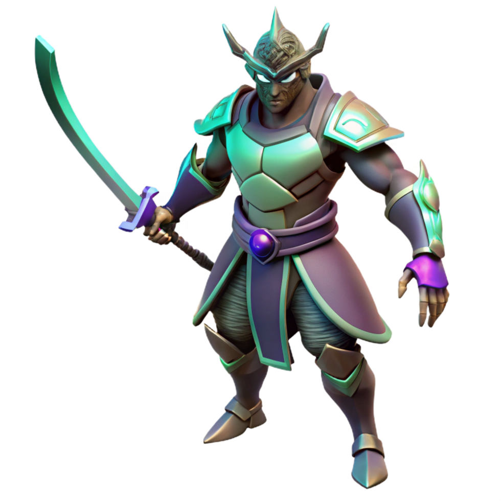 elegant abstract Stylized 3D Warrior Render high quality png