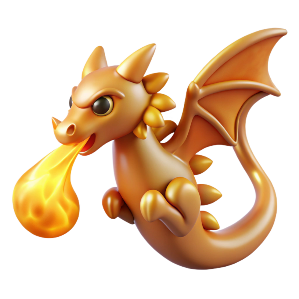 stunning vintage Cute Baby Dragon 3D Render 4K png