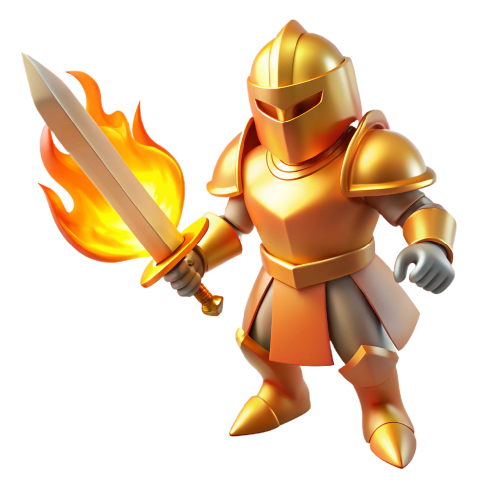 serene classic Golden Knight 3D Render detailed png