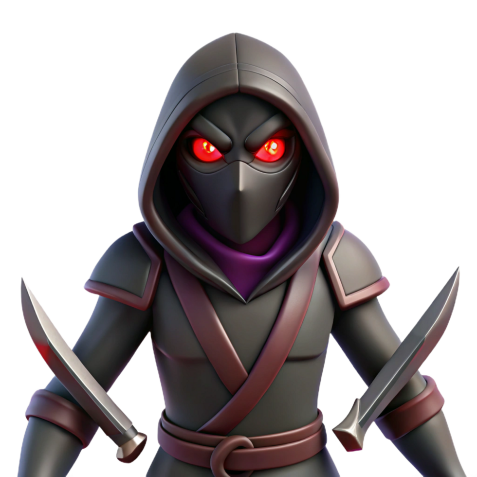 beautiful traditional Dark Ninja 3D Render premium png