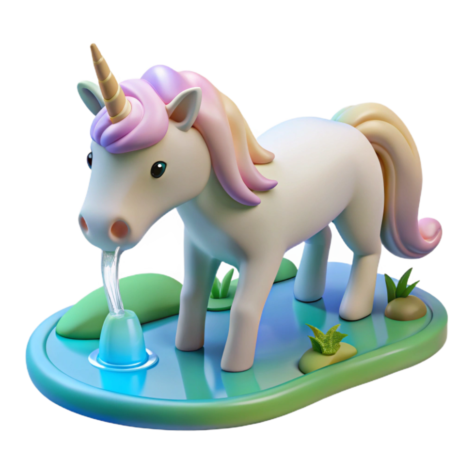 magnificent abstract Cute Unicorn 3D Render authentic png