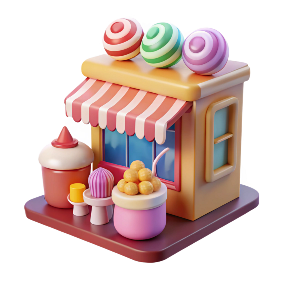 magnificent rustic 3D Candy Shop Illustration high resolution png