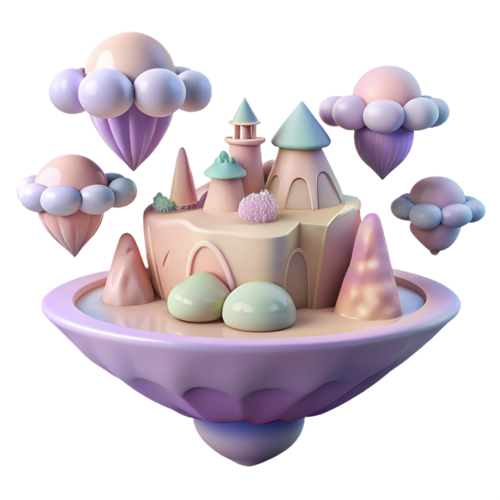 stunning rustic Fantasy Island 3D Render original png
