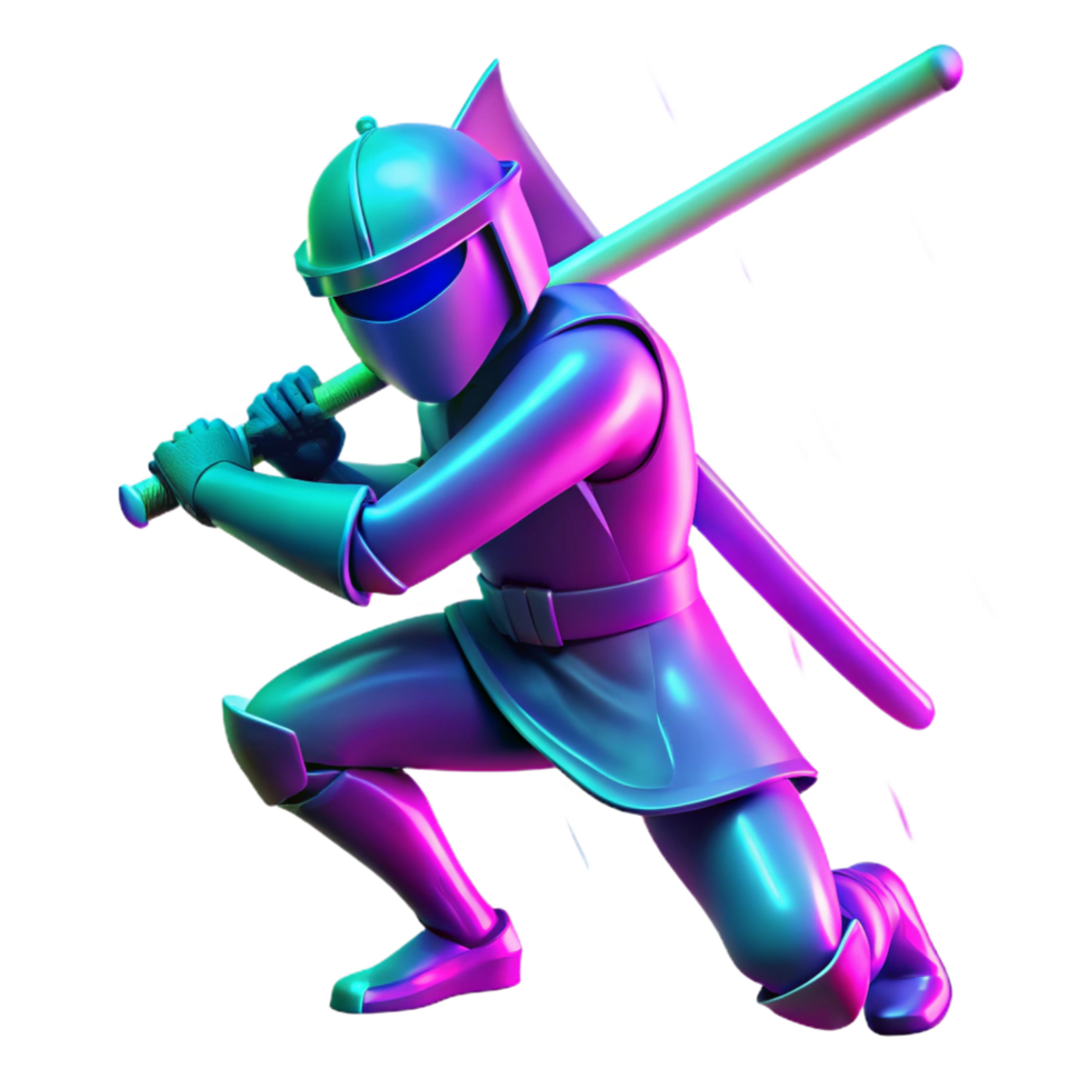 extraordinary artistic 3D Render Neon Knight Illustration high resolution png