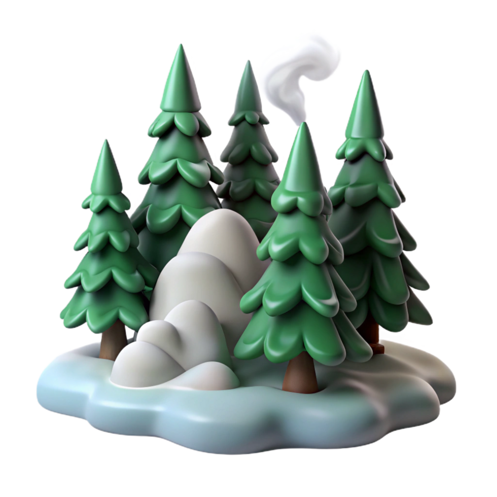 vibrant contemporary Winter Wonderland 3D Render authentic png