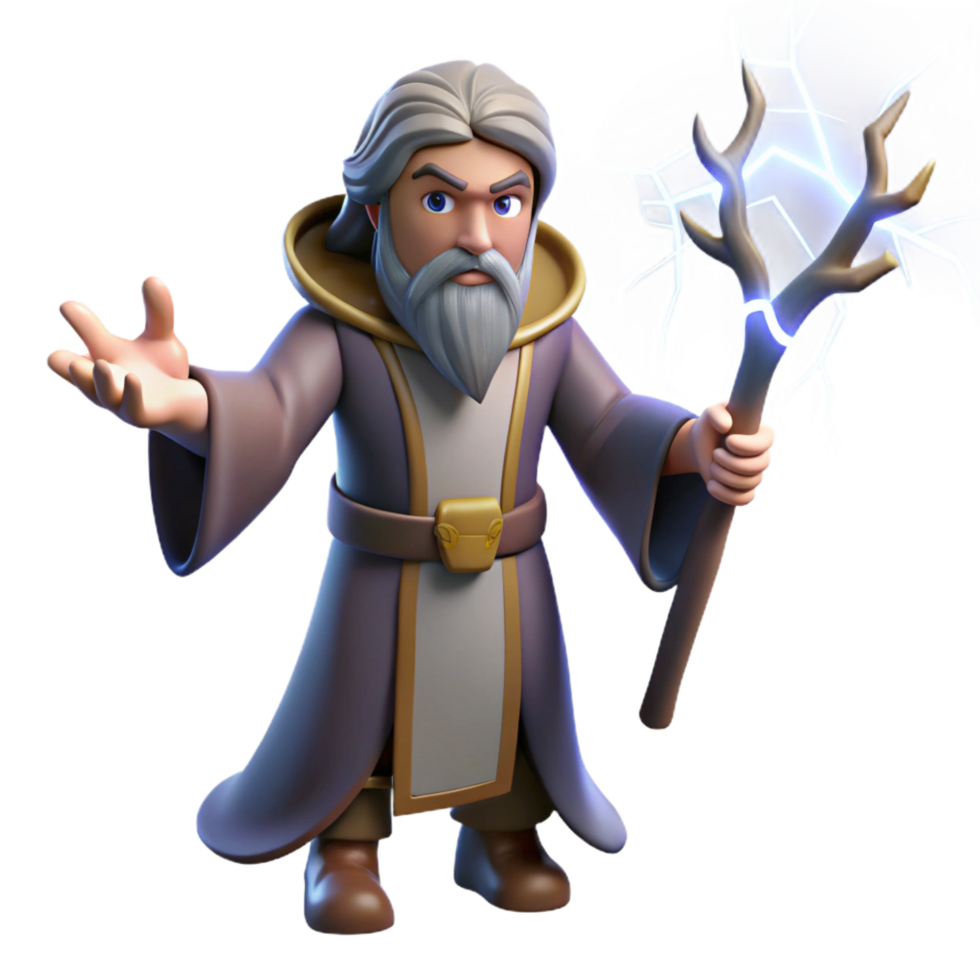 dramatic modern 3D Render of a Wise Wizard exclusive png