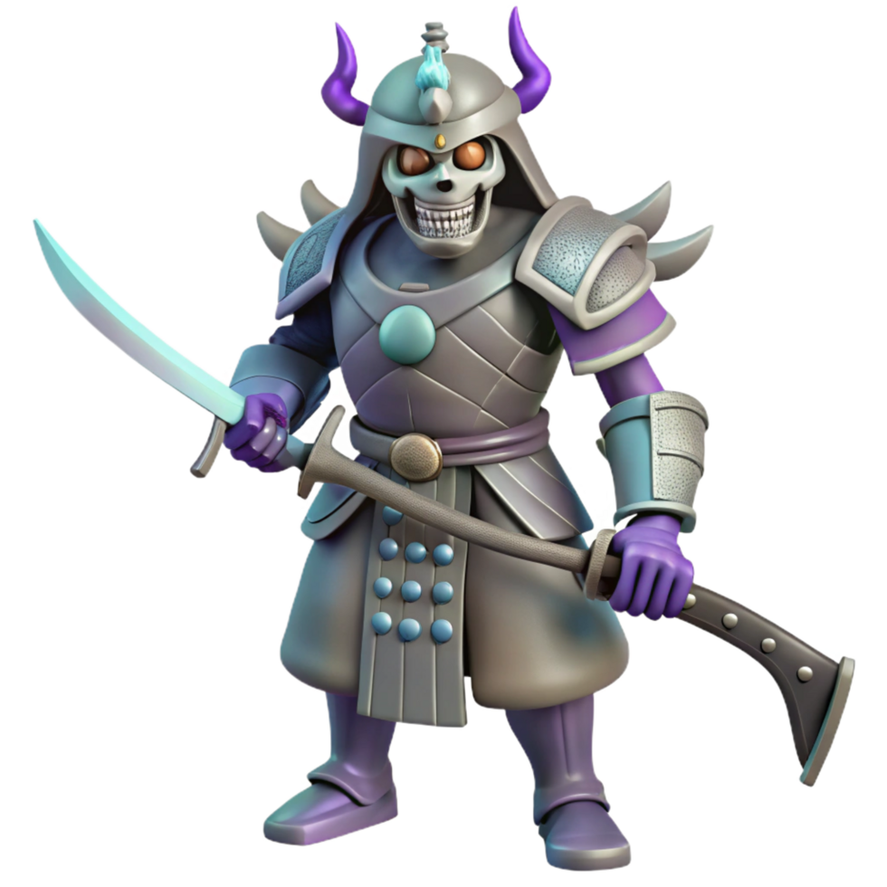 wonderful classic 3D Render Samurai Skeleton Warrior detailed png