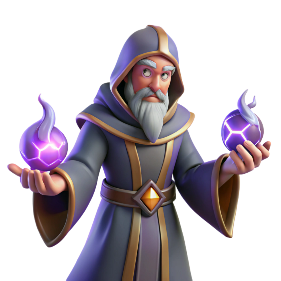 impressive modern Wizard 3D Render, Magical Orb, Fantasy Illustration exclusive png