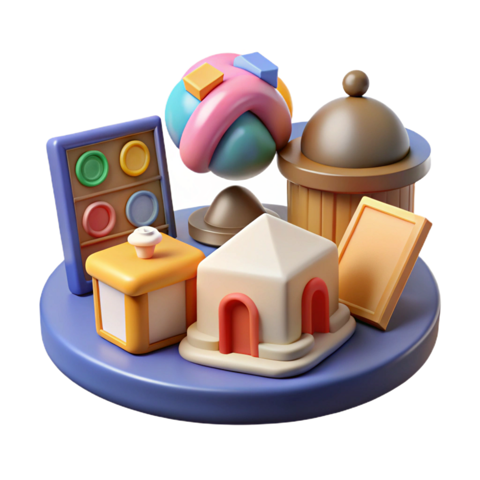 stunning abstract Colorful 3D Render of Playful Objects premium png