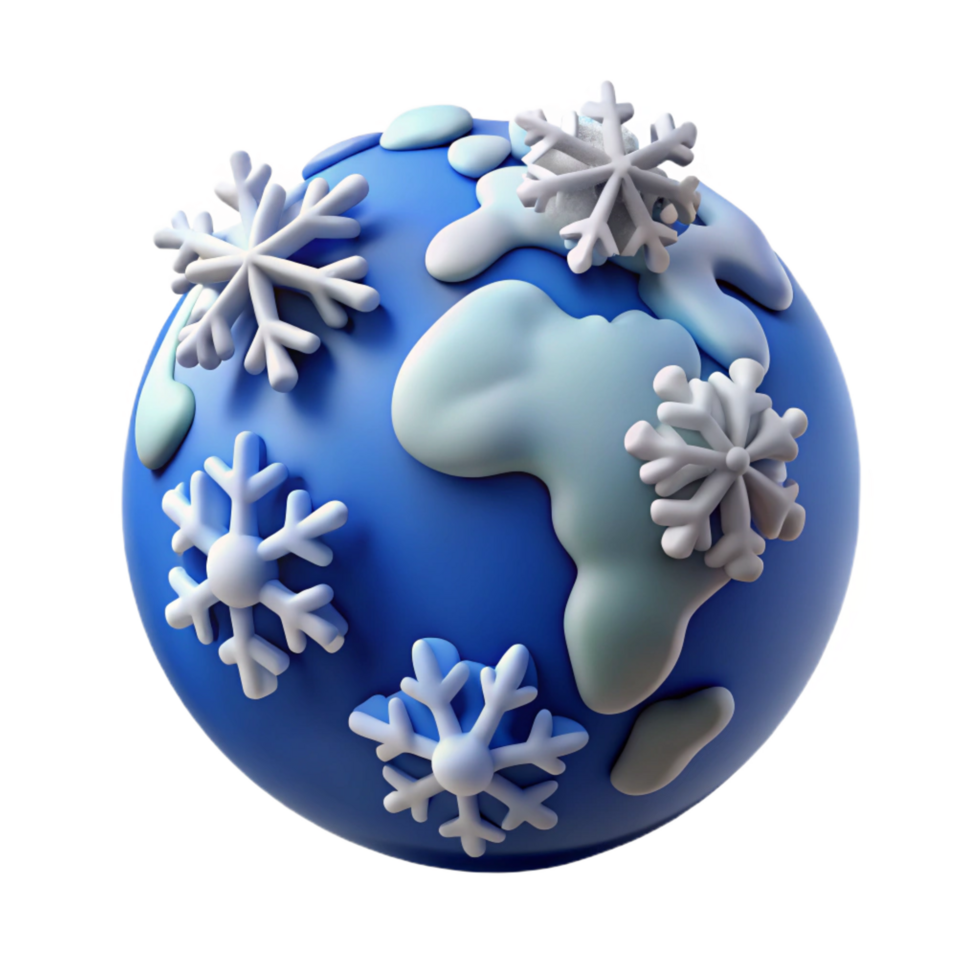 serene modern Winter Globe 3D Illustration genuine png