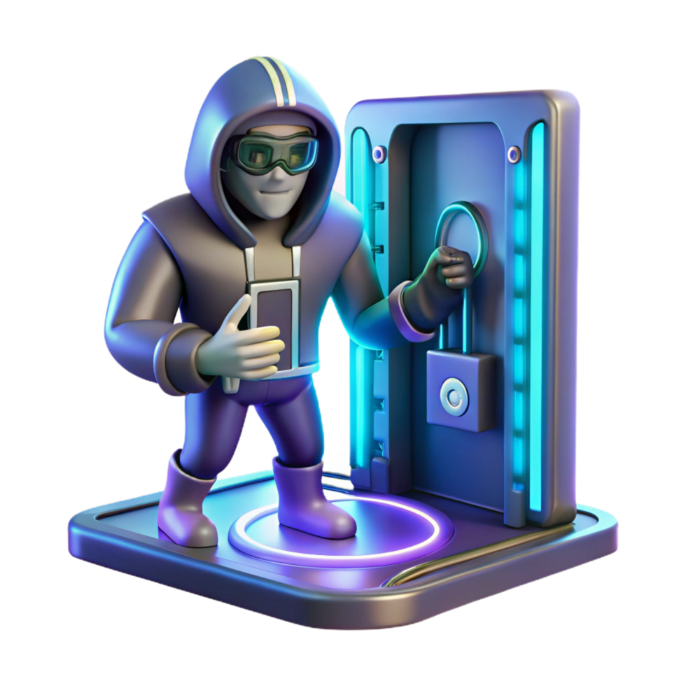dramatic abstract 3D Illustration Cyber Security Hacker original png