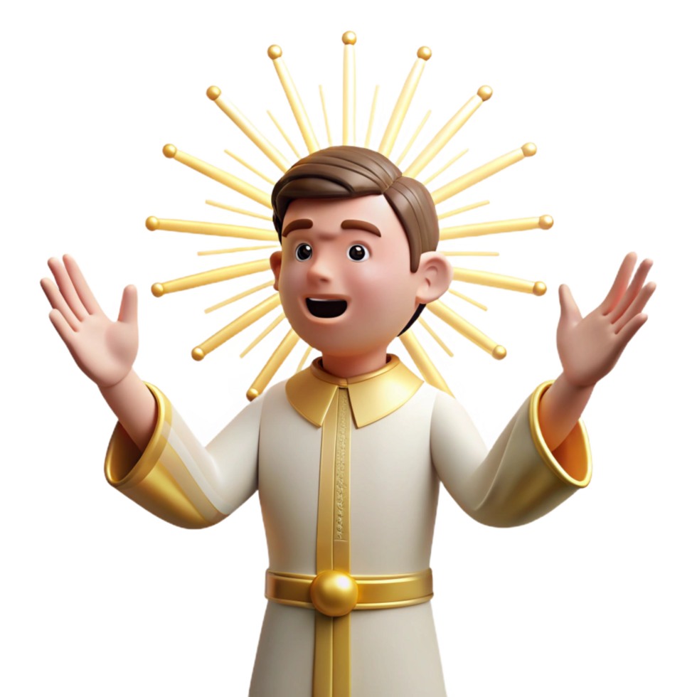 stunning modern 3D Illustration Joyful Boy Golden Halo authentic png