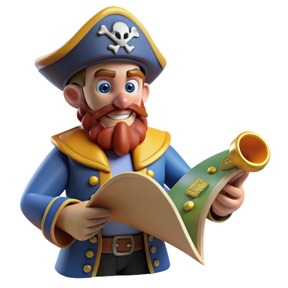 dramatic rustic Jolly Pirate 3D Illustration 4K png
