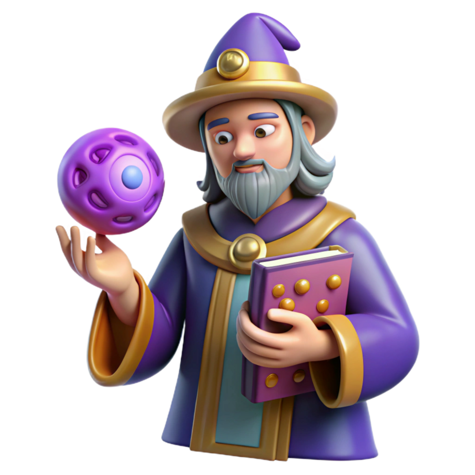 elegant modern Wizard 3D Render Magic Book detailed png