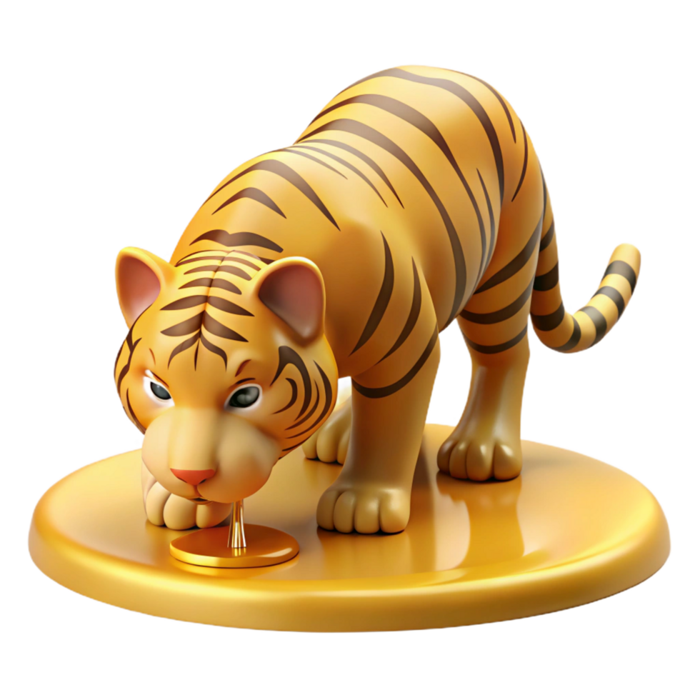beautiful rustic Cartoon Tiger 3D Render professional png