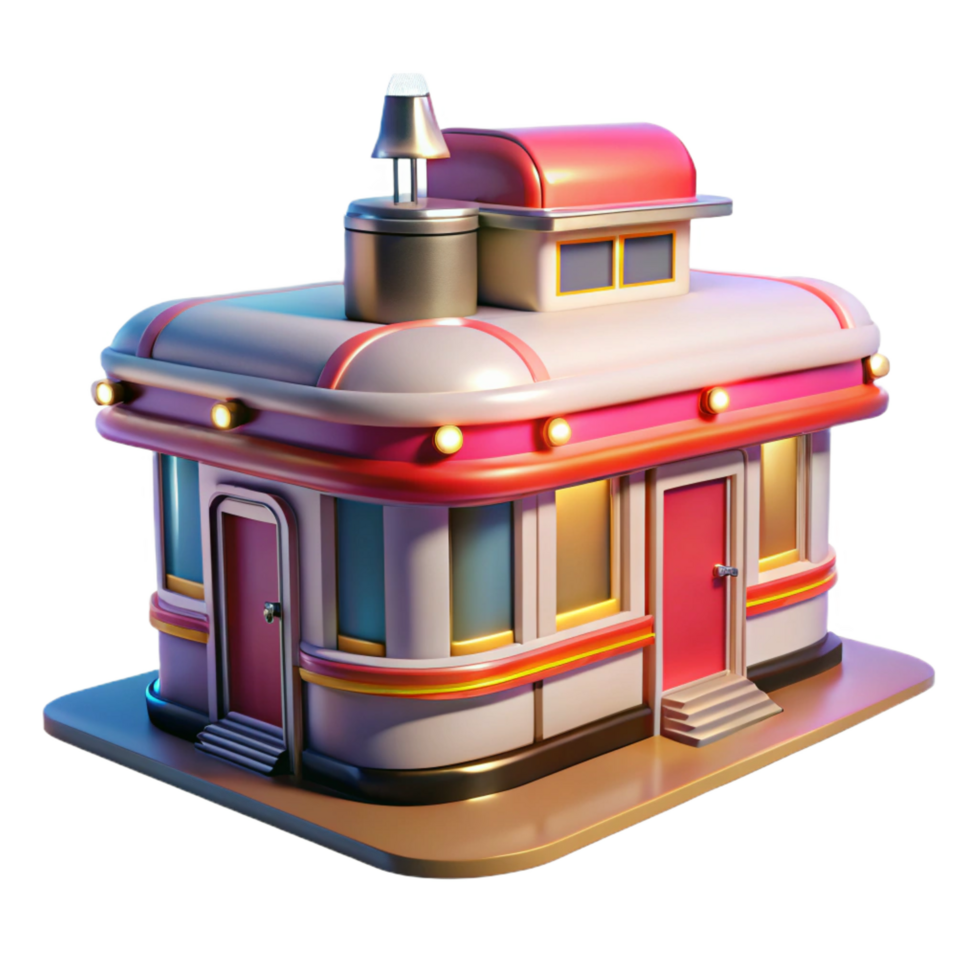 serene artistic Retro Diner 3D Model 4K png