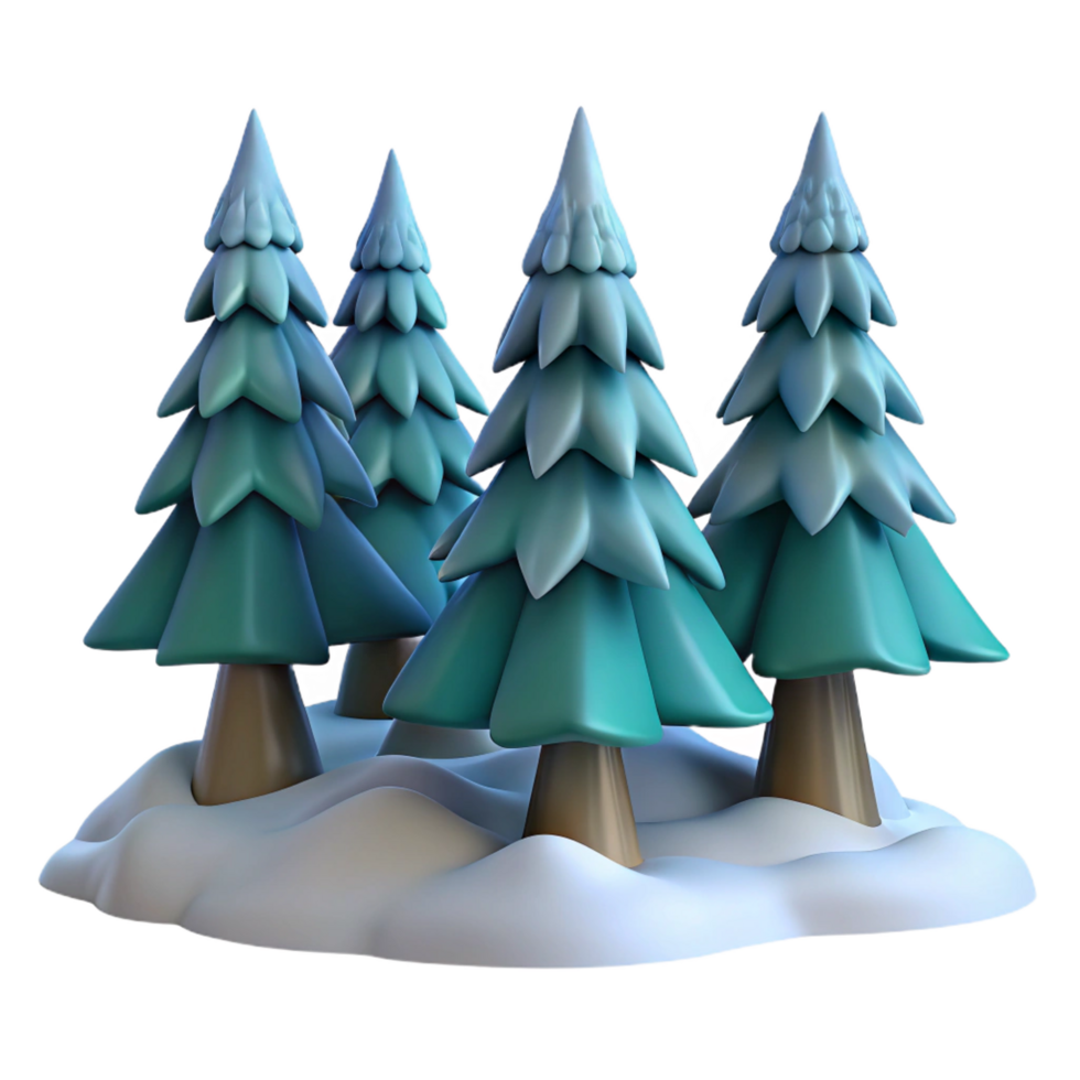extraordinary creative Winter Wonderland 3D Render Snowy Forest authentic png