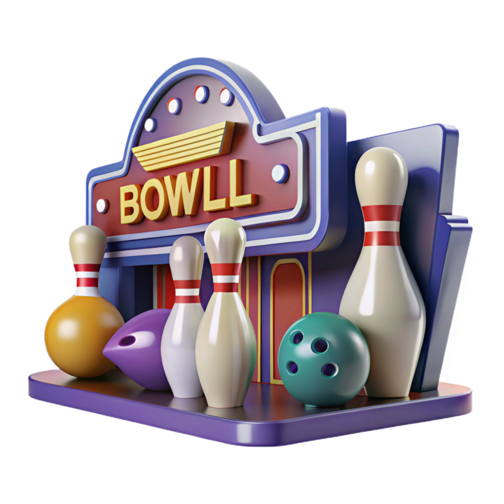 extraordinary artistic 3D Bowling Alley Illustration authentic png