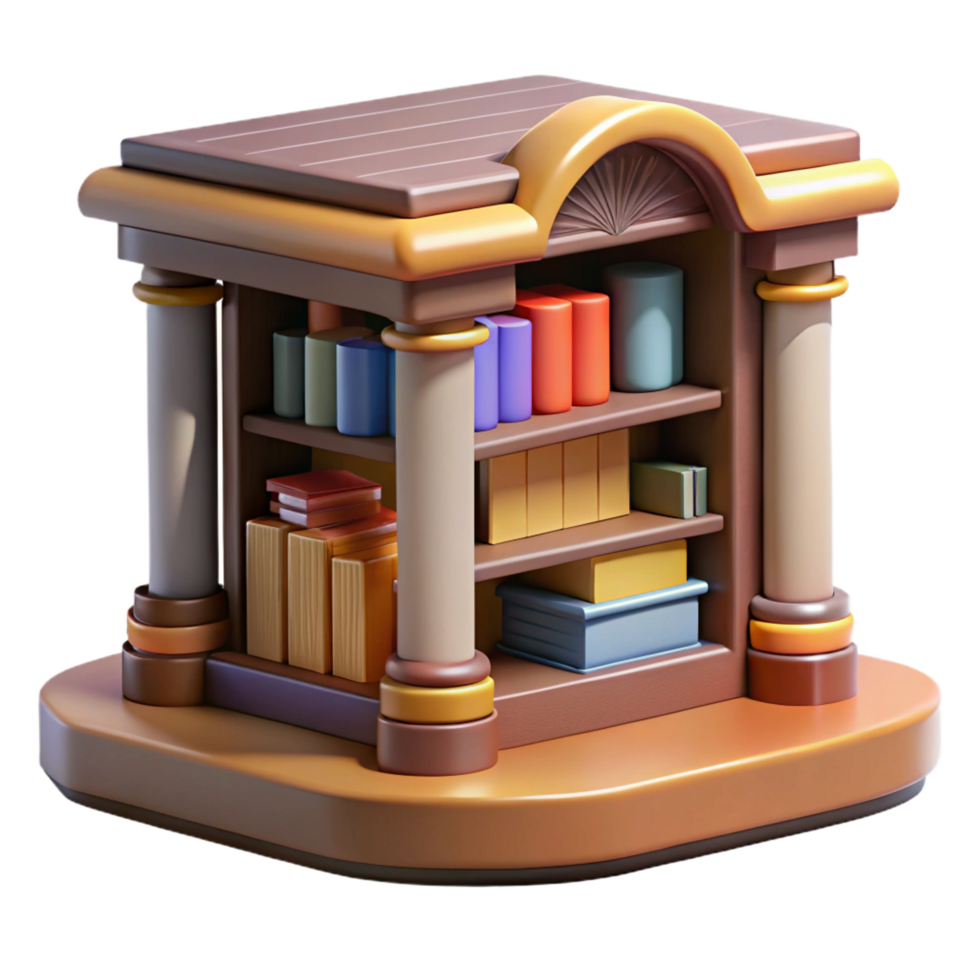 dramatic modern Classic Bookcase 3D Render premium png