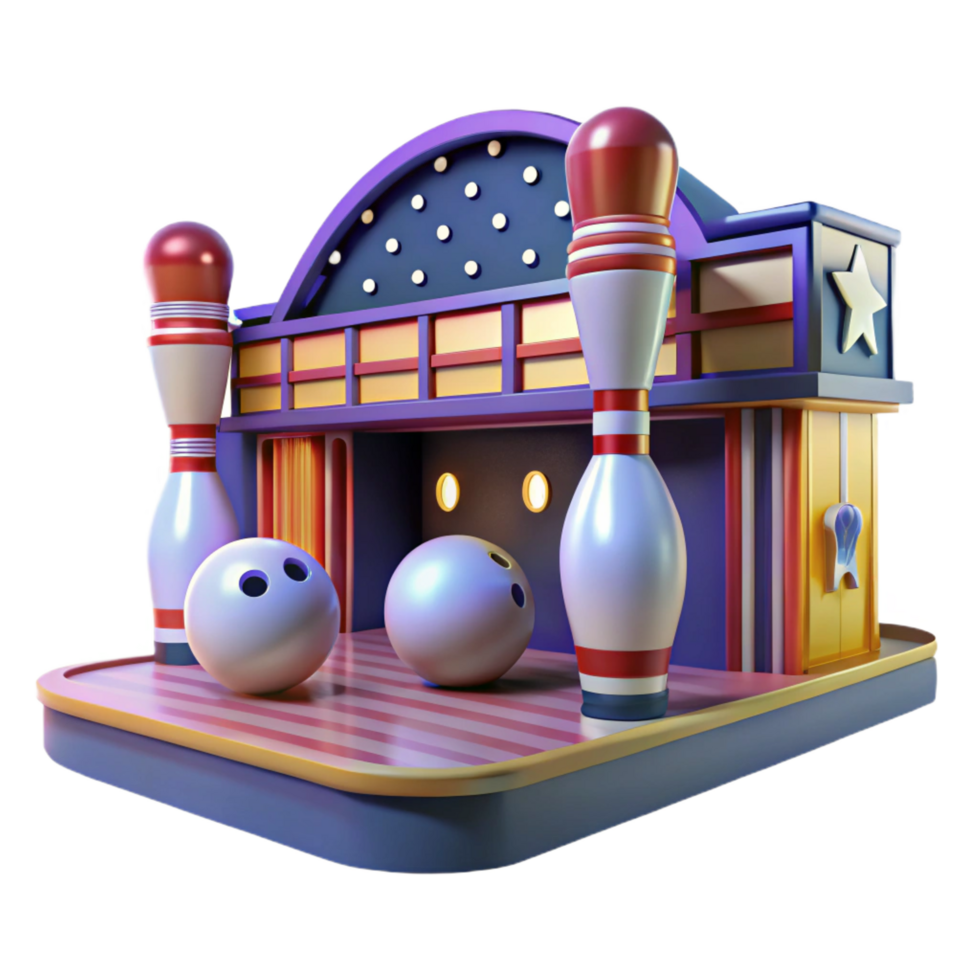 extraordinary traditional 3D Bowling Alley Illustration high resolution png