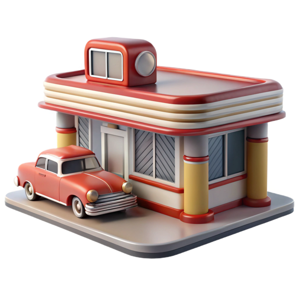 magnificent abstract Retro Diner 3D Render authentic png