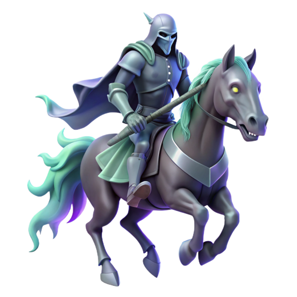 serene rustic 3D Illustration Knight on Horseback premium png