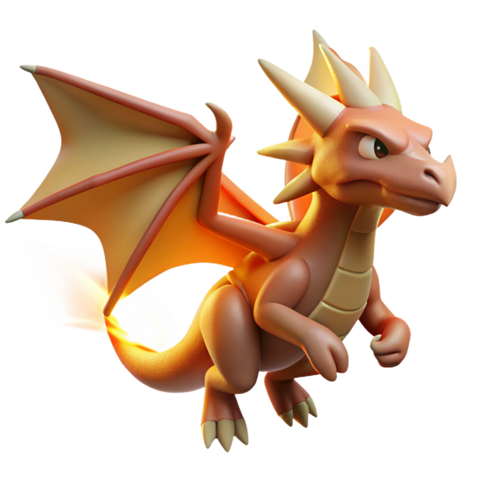 elegant minimalist 3D Cartoon Dragon Illustration professional png