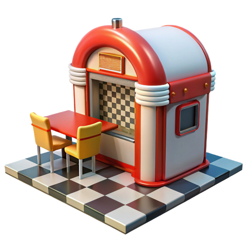 beautiful abstract Retro Diner Jukebox 3D Render high quality png