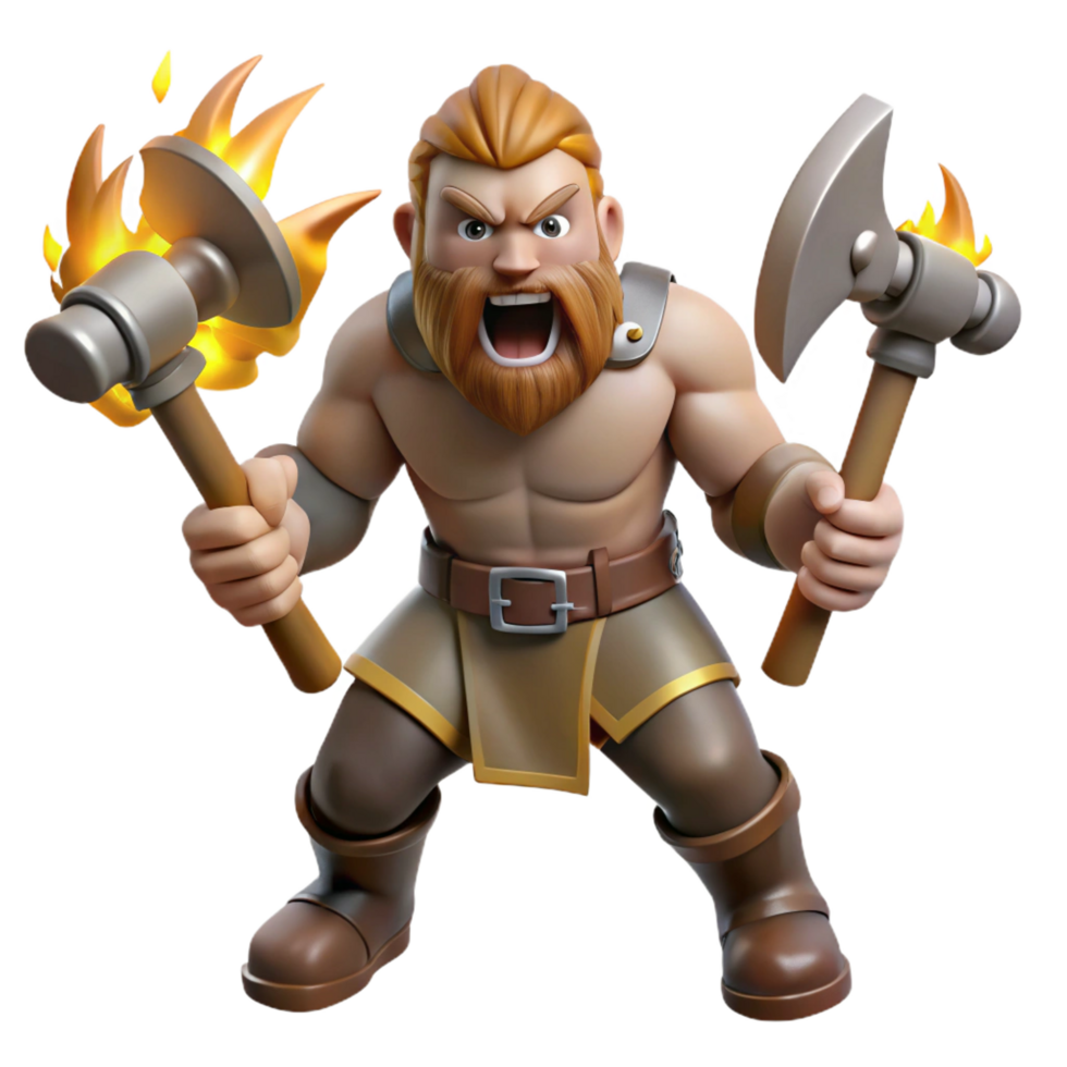 extraordinary artistic Fierce 3D Barbarian Warrior Illustration authentic png