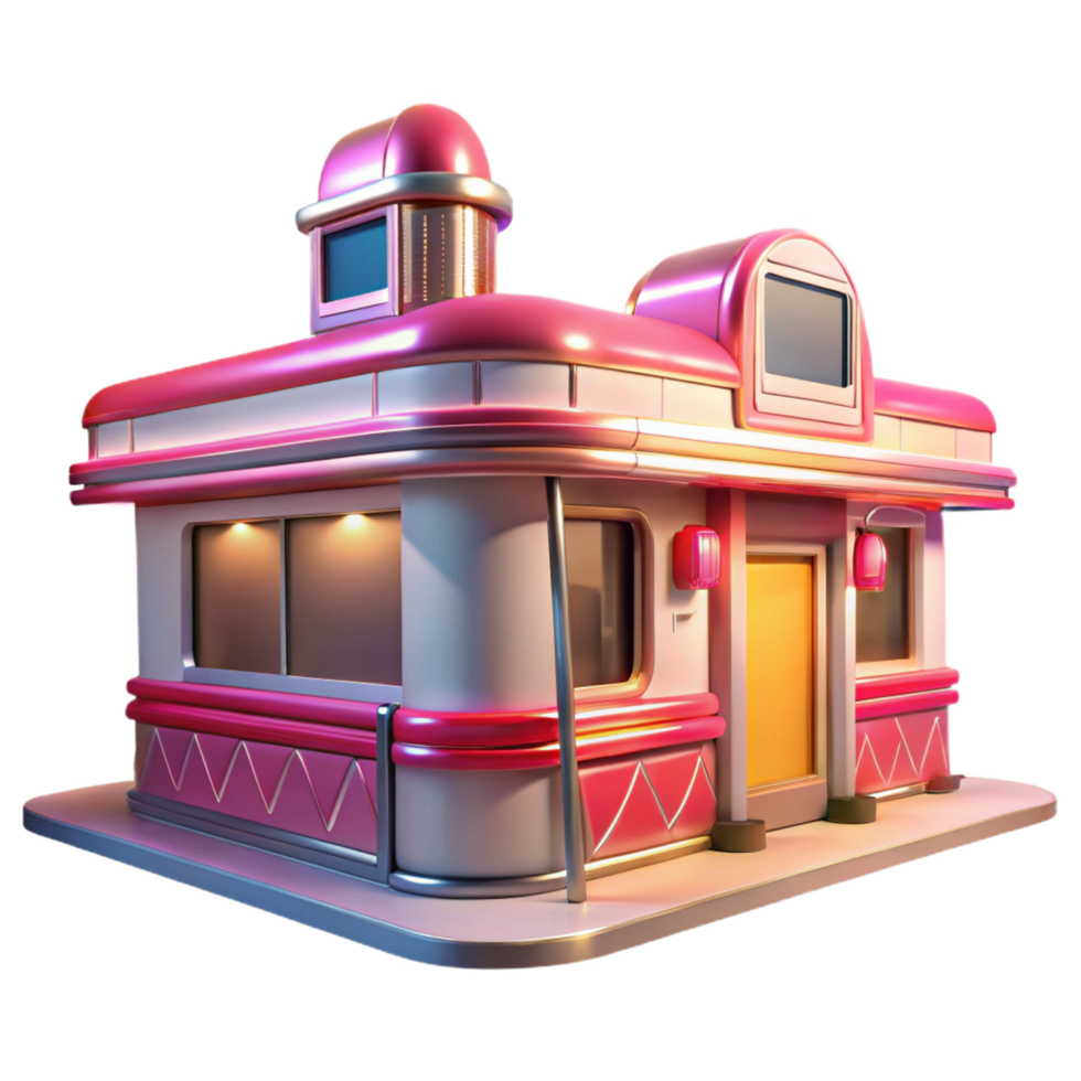 elegant artistic Retro Diner 3D Model 4K png