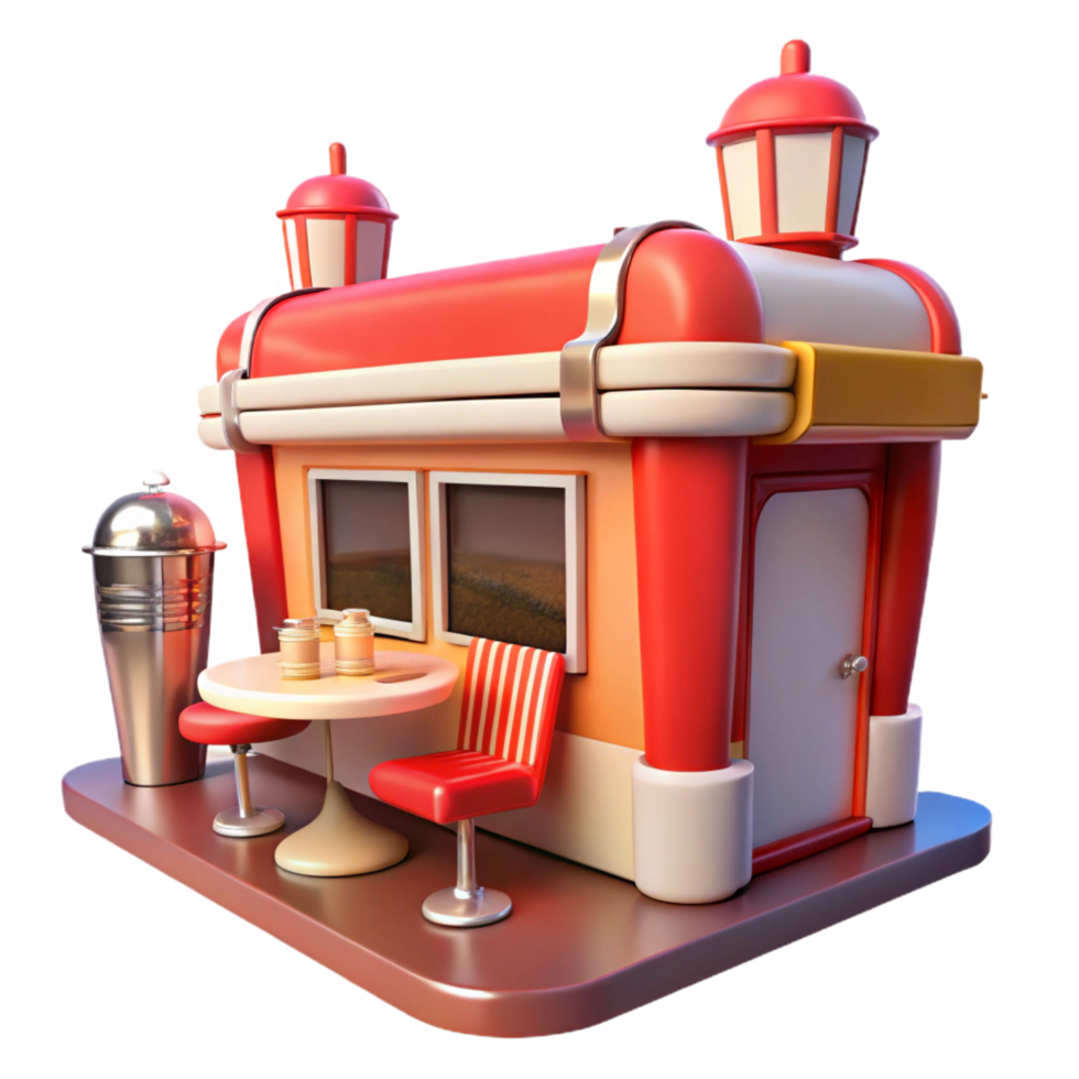 impressive traditional Retro Diner 3D Model Illustration exclusive png