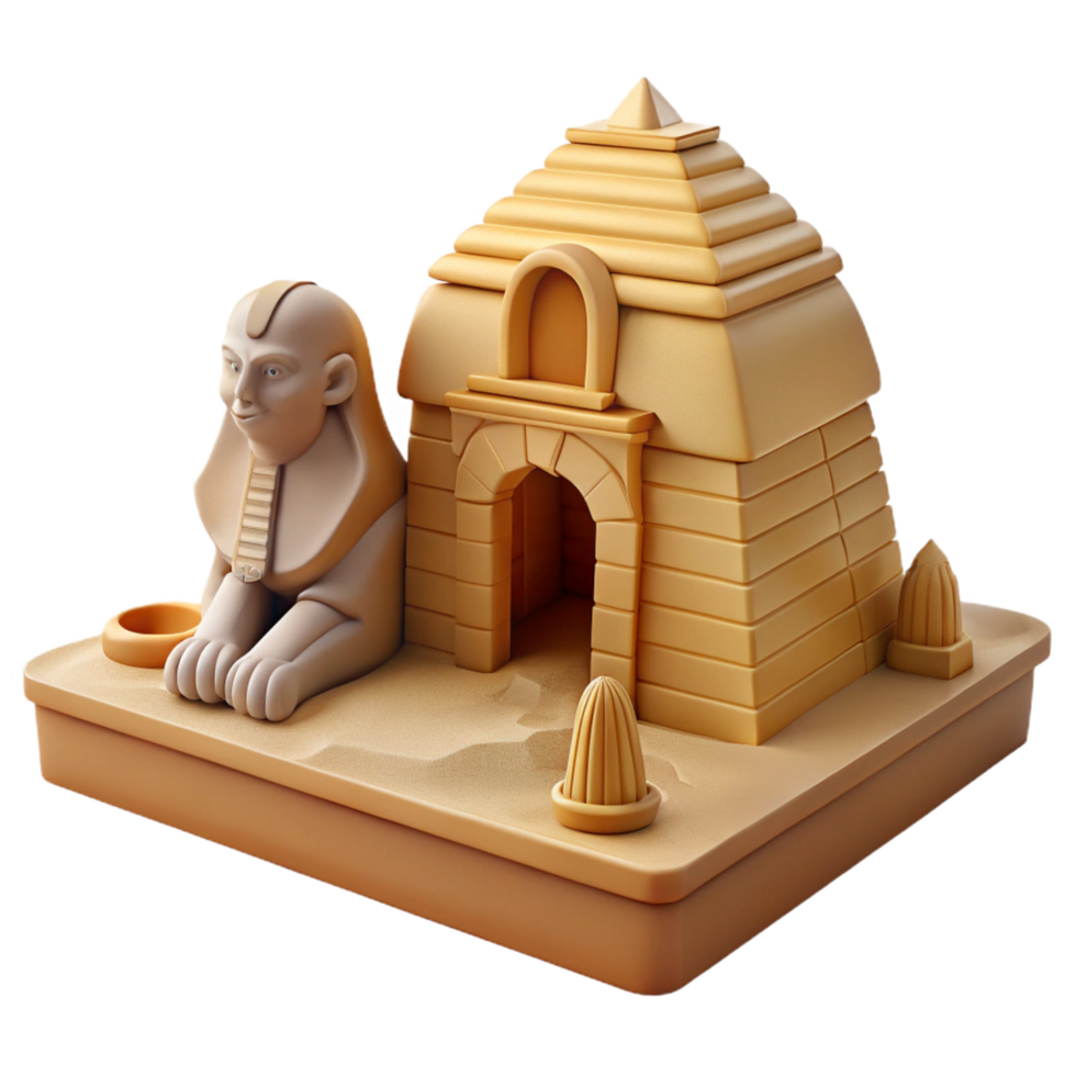 elegant traditional 3D Render Egyptian Pyramid Sphinx Scene premium png