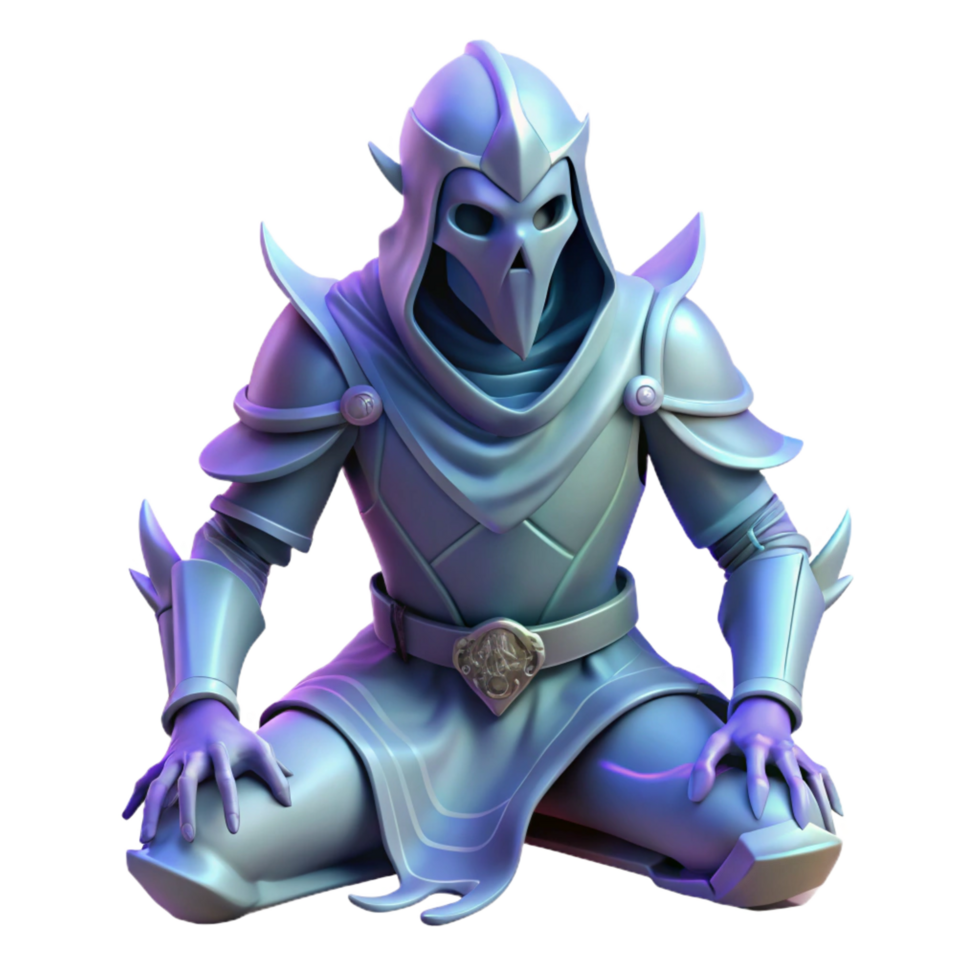 serene minimalist 3D Render of a Fantasy Knight high quality png